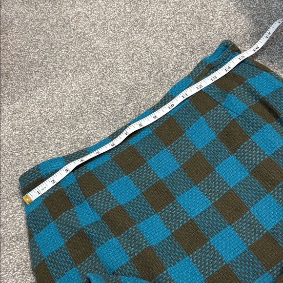 Blue and Brown Checkered Vintage Pencil Skirt - Picture 8 of 12